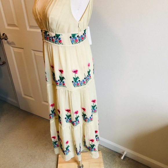 NWT Tibi Cream Silk Floral Embroidered Dress Size 6 - Picture 9 of 13